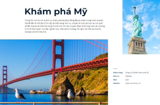 Website công ty du lịch Khám phá Mỹ